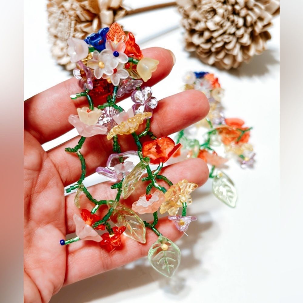 Flower drop earrings M115 - Picture 6 of 7